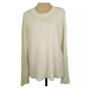 Theory Cashmere Sweater Women's Size Large Relaxed Fit Drop Shoulder Soft Ivory